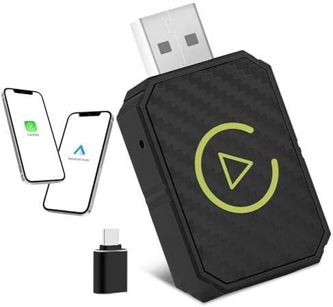 Wireless CarPlay Adapter, Auto Wireless Adapter,2 In 1 Stick, Wandelt Verdrahtete In Drahtlos Um Plug & Play USB C/A, Geeignet für iPhone iOS 10+