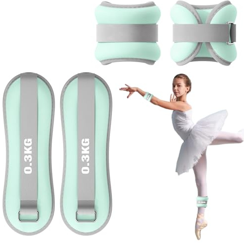 Pesi per Caviglie 2 Pezzi, Cavigliere Pesi per Piede/Polso - Adatti a Principianti e Bambini per Esercizi di Danza, Camminata, Jogging e Fitness (Verde, 0,3KG)