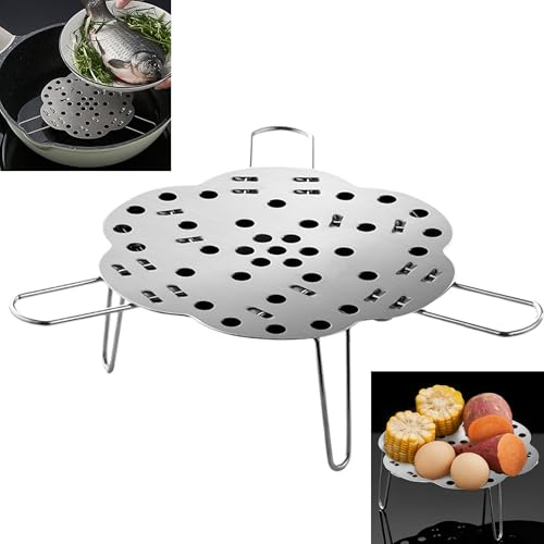 Smaoqingji Stainless Steel Insert Rack Steam Freeze Cooking Stand - 1 Piece, Foldable Cooking Stand Steamer Insert, Suitable for a Wide Range Pots and Pans, Easy Cooking Various Food Pan