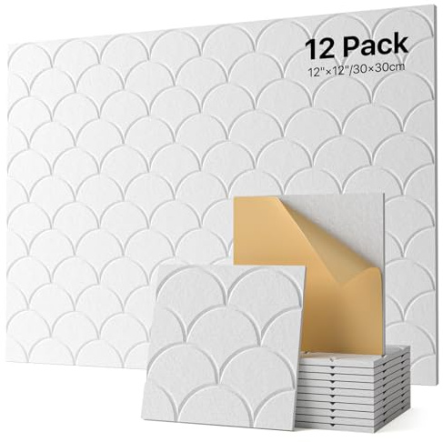 Soundsbay 12 uds. paneles acústicos autoadhesivos, protección acústica absorbente de sonido, paneles acústicos de poliéster para aislamiento acústico, paneles de protección acústica para tratamiento