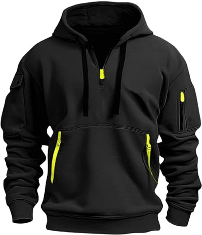 Zipper Hoodie Herren Sweatshirt mit Reißverschluss Pullover Langarm | Bequeme Kapuzenjacke mit Taschen, Warmer Sweatshirt für Alltag und Sport