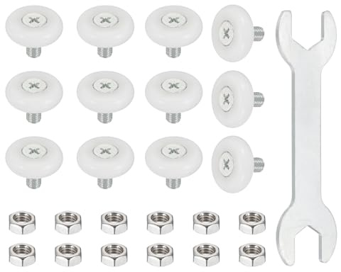 QUARKZMAN 22 mm Rotelle Box Doccia Cuscinetti Ruote Scorrevole Porta Universali con Vite di Fissaggio per Cassetti di Documenti e Archiviazione Bianco, 12Pz