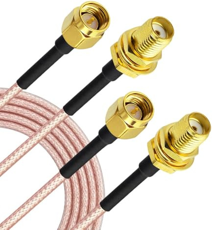 Superbat Cable SMA Alargador Antena WiFi RG316D 30cm Cable Extensión Macho a Hembra de Bulkhead 50 Ohm para Router 4G LTE Adaptador USB RTL-SDR Receptor ADS-B Dispositivos SDR (2 Piezas)