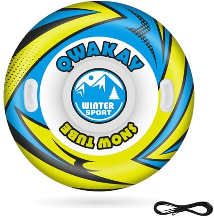 Aufblasbarer Schlitten mit Griffen, 47 Zoll Snow Tube Verschleißfestes und Frostsicheres Material, Strapazierfähiger Bezug, Wintersport-Schlittenrohre für Kinder und Erwachsene