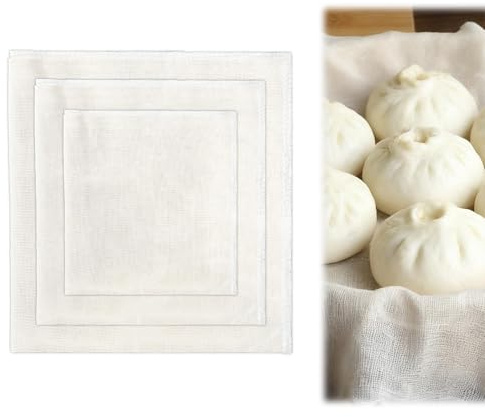 6 Piezas Cheese Cloth, Reutilizable y Lavable Telas Filtrante Paños de Muselina para Cocinar Paños de Queso para Yogur Tofu Jugo Queso (40x40cm, 50x50cm, 60x60cm)
