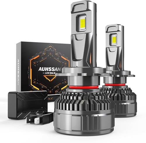 AUHSSAN H7 LED Headlight Bulb, 200W 40000LM H7 Headlight Bulb, 700% Extremely Bright 6500K White Light Conversion Kit, Canbus Error Free, Plug and Play, High Efficiency Cooling System, Pack of 2
