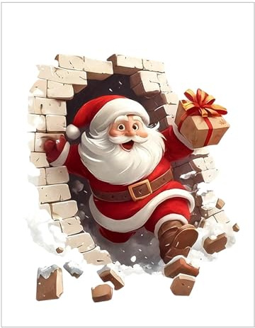 Wandtattoo Weihnachtsmann | Wasserfester Weihnachts-Toilettenaufkleber | Niedliche Dekoration für Feiertage, Thanksgiving, Herbst/Winter, Zuhause, Wohnheim, Wohnung, Innenbereich, Garten, Zimmer, Part
