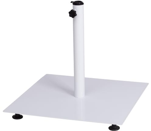 MONTY Pie de Parasol Cuadrado de 8 Kg de Metal de Color Blanco