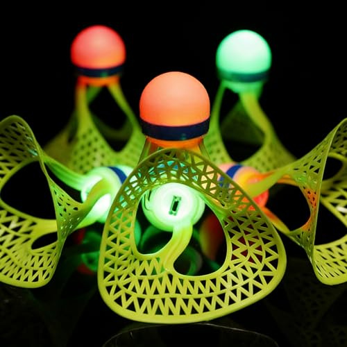 Umllpet Set di 6 palline da badminton a LED, in nylon, per badminton, sportive, in nylon luminoso, per attività all'aperto, esercizio, tempo libero, principianti