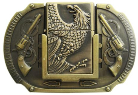 Jean's Friend New Vintage Bronze Plated Eagle Guns Lighter Belt Buckle Gürtelschnallen US Stock
