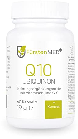 FürstenMED® Coenzym Q10 Ubiquinon Kapseln + Vitamin B1, B6, B12, Selen, Biotin und Vitamin C - 60 Q10 Kapseln Ubichonon mit 100mg Coenzym - Hochdosiert Vegan & ohne Zusatzstoffe