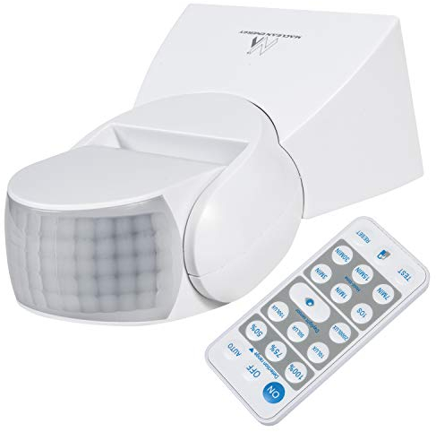 Maclean Rilevatore di movimento PIR, a infrarossi, con telecomando, max. 1200W (lampada a incandescenza), max. 300W (LED), MCE241 (Bianco)