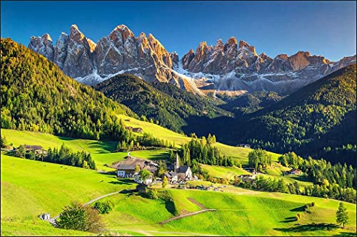Muralo Fototapete Vlies Berglandschaft, Gebirge, Himmel - 240x360 cm | Beeindruckende Tapete, Gras und Bäume - ideal für Wohnzimmer und Schlafzimmer, Atemberaubender Weitblick, jeden Tag