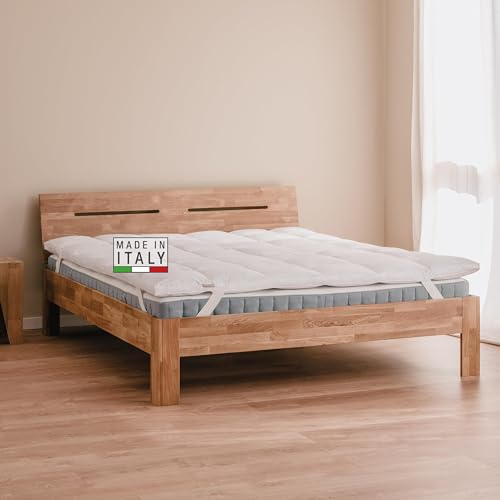 DREAMIN*101 - Topper Matrimoniale 160x200 cm in Piuma Traspirante Alto 6/8cm, Coprimaterasso Matrimoniale 4 Stagioni con Angoli Elastici, Topper Materasso Fresco e Morbido per Miglior Comfort Notturno