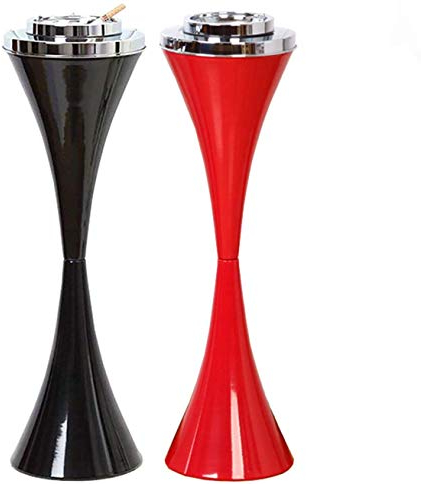 Floor Standing Ash Tray with Lid Stainless Steel Contemporary Self-Cleaning Smoking Ashtray Creative Smart Cigarette Detachable Ashtrays Patio Windproof Ash Holder (Red)