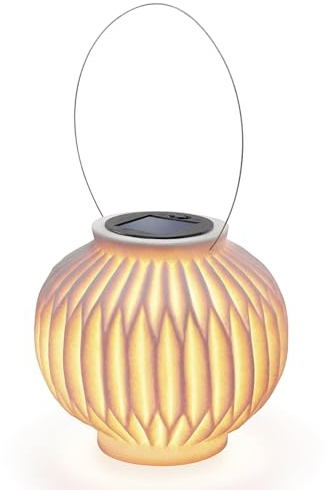 Esotec Solar Dekoleuchte Ibiza, Sandsteinoptik, Akku, Aufhängung, Balkonlicht, Terrassenlicht, Hängeleuchte, Laterne, Baumlicht, outdoor, außen, wetterfest, 2700K, H15cm, 102670