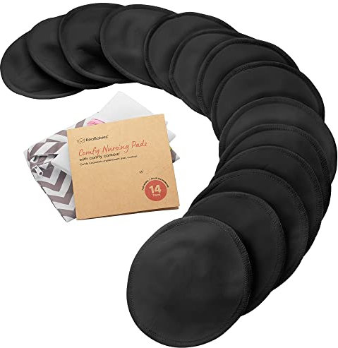 Organic Nursing Pads 14 Washable Breast Pads, Bag (Midnight Black, L 5)