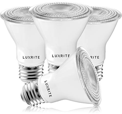 LUXRITE 4 Pack PAR20 LED Bulbs, 50W Equivalent, 3000K Soft White, Dimmable LED Spotlight Bulb, Indoor Outdoor, 7W, 500 Lumens, Wet Rated, E26 Standard Base, UL Listed