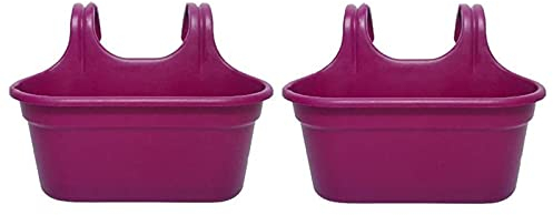 Yeehliny Pflanztöpfe zum Hängen, Kunststoff Doppelhaken Pflanzentopf mit Abnehmbaren Undichtes Netz, Hängetöpfe Blumentopf mit Drainageloch zum Hängen Perfekt für Garten Home Décor (2PC-Lila)