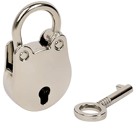 HMF Mini lucchetto decorativo con chiave, 3,8 x 2,5 x 1 cm, argento