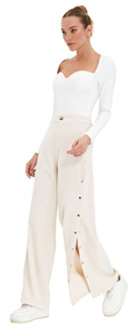 Trendyol Damen Mit Hoher Taille Und Weitem Bein, Normale Passform Hose, Rock, 36 EU