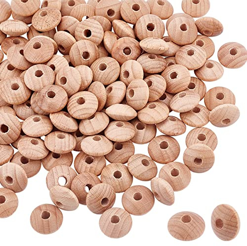 PandaHall 120 Stück Holz Abakus Perlen Große Scheibe Abakus Abstandsperlen 15 mm Rondelle Lose Perlen Fertige Holz Abstandsperlen Für Halskettenherstellung Familien Charm Weihnachtsbaum Kranz