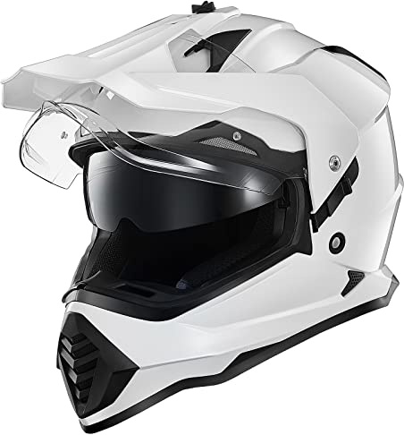 ILM Dual Sport Adventure Motocross Motorradhelm mit Pinlock kompatiblem Sonnenvisier ATV Dirt Bike Off Road Casco ECE Modell-WS902,Weiß, S
