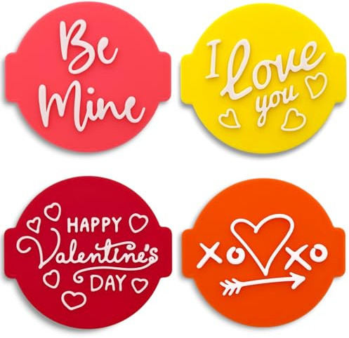 Happy Valentines Day (Set of 4 Stamps) Embosser Stamp for Fondant, Icing, Cupcake, Cake, Biscuits, Decoration
