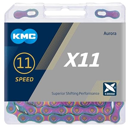 KMC X11 11-Gang-Kette | Mountainbike/Straße/Gravel | kompatibel mit allen großen Marken | fehlendes Glied enthalten | Aurora