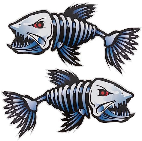 Warmhm Kajak Angeln Auto Aufkleber 2pcs Selbstklebende Pvc Aufkleber Fisch Knochen Skelett Aufkleber für Auto Rv