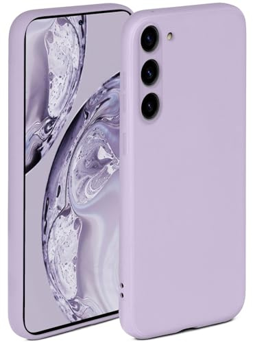 ONEFLOW Mjukt fodral kompatibelt med Samsung Galaxy S23 Plus fodral av silikon, upphöjd kant för skärmskydd, två lager, mjukt mobiltelefonfodral – matt syren