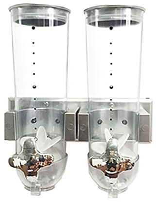 Food Dispenser 2-Piece Wall-mounted Double Grain Dispenser for Convenient Storage of Dual-Control Grain Nuts, Used for Grains, Corn flakes and Grains, 1.5L Each Cereals Bank/2222 ( Color : Silver )