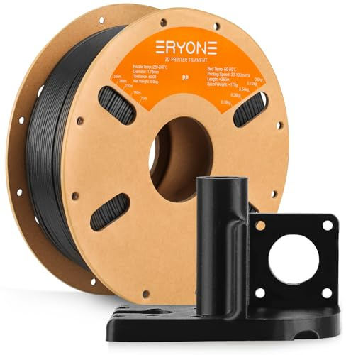 ERYONE Engineering Filament, 3D Printing Filament 1.75 mm +/- 0.03mm, Fit Most FDM 3D Printers, PP Black 900g Spool
