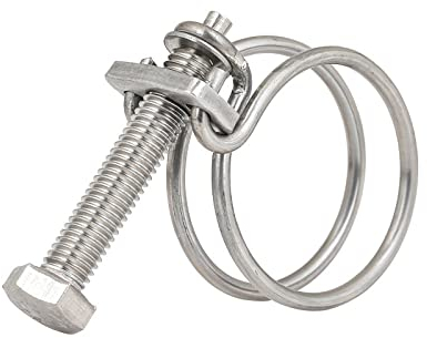 Schlauchschellen, Edelstahlschelle, Jubiläumsschelle, 304 Edelstahl-Doppeldraht-Halsreifen-Schlauchschelle, Einstellclip, der die Befestigung von Wasser-Gummi-Rohrschellen hält, 16 x 2 (2 Stück) (Größ