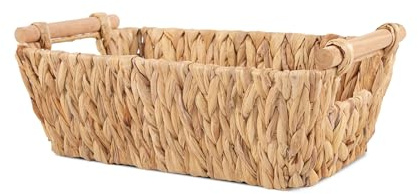 Wickerfield Water Hyacinth Storage Basket for Shelves Gift Hamper with Handle Small Bathroom Organizer (Same size, 3, Piece)