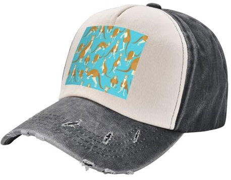 DURAGS Lustiger Cartoon-Känguru-Zoo-Hut, Unisex, Baumwolle, Denim, Outdoor-Sportmütze, trendig und funktional, sportlich, legere Kopfbedeckung, Lustiger Cartoon-Känguru-Zoo, Einheitsgröße
