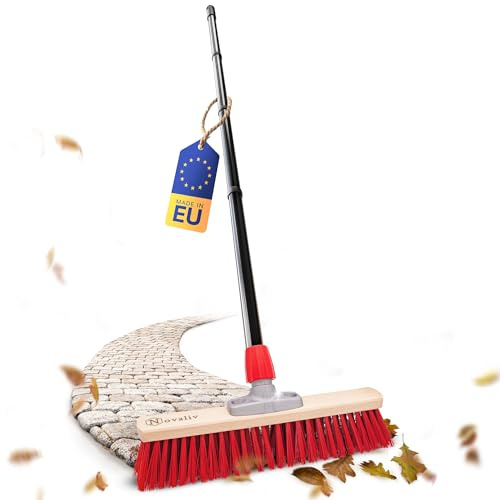 Novaliv Straßenbesen mit Stiel draußen 50 cm Elaston Borsten Ideal als Besen draußen Gartenbesen mit Stiel Harte Borsten Terassenbesen Hofbesen Stallbesen Kehrbesen Industriebesen Outdoor Broom