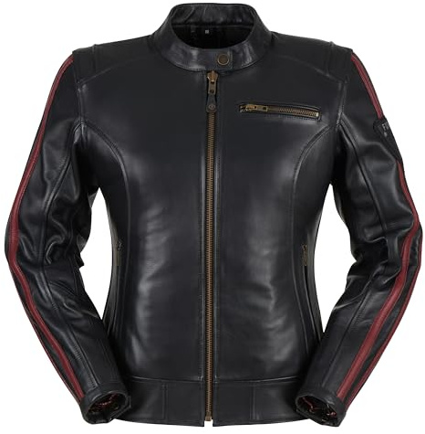 Furygan L'Intrepide Lady-Giacca in Pelle da Donna, Elegante, Protezione D3O d30 e durabilità, Fodera Termica Rimovibile, Molte pratiche Tasche, Nero, S