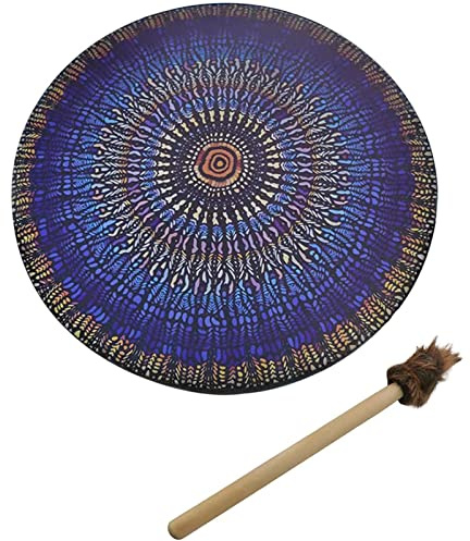 Msiud Schamanentrommel Polyester Imitation Schaffell Vintage Klangheilung | schamanische Alchemie Mondrituale spirituelle Musikreflexion für Klangheiler Meditationspraxis