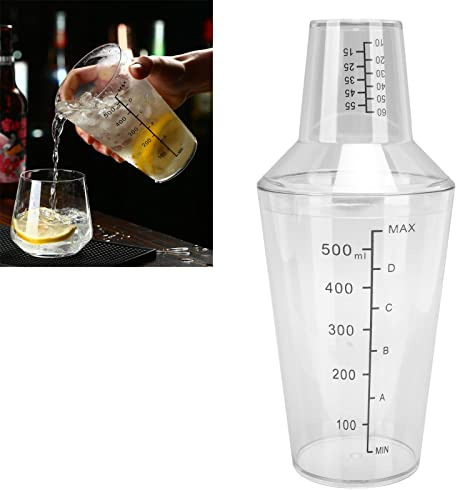 WPKD BLUEIY 500ML Cocktail Shaker,Cocktail Shaker Boston,PC Tazza per Miscelazione Shaker Trasparente con Scala,per Bartend Bar Casa