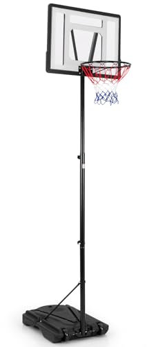 GYMAX Basketballkorb höhenverstellbar 172-305 cm, Basketballständer auf Rädern mit Rückwand & Stabiler befüllbarer Basis, Basketballanlage für Jugendliche & Erwachsene