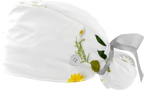 FQURFHY 2 Stücke，OP-Hauben für Frauen，Gänseblümchen,Herren OP-Haube，Pflege-Haarnetz,Für die Küche