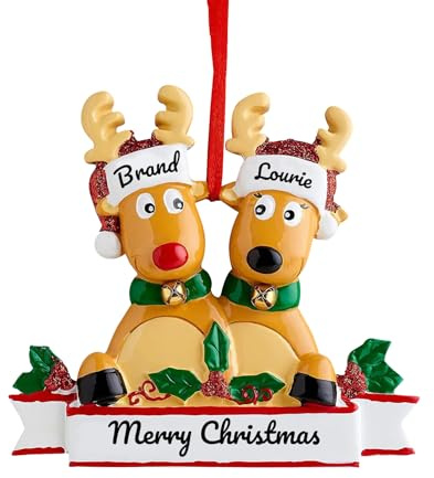Personalisierter Rentier-Weihnachtsschmuck-Anhänger, 2/3/4/5/6/7/8 Familienanhänger, Weihnachtsbaumschmuck-Geschenk mit Nachnamen und Segen, Weihnachtsharz-Anhänger