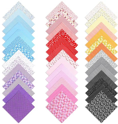 JJUNW 42Stück Baumwollstoff Patchwork, 25 X 25 cm Stoffreste, Stoffpaket Baumwolle zum Nähen Quadratische Patchworkstoffe Aus Baumwolle für Kleidung Vorhänge Bettwäsche DIY Basteln(Mehrfarbig2)
