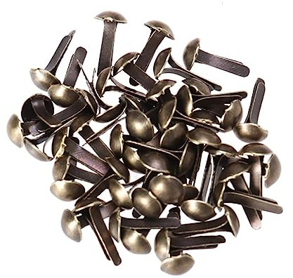 JEWEDECO 100 Stück Metall-papierklammern Rundnieten Mini-metallnieten Aus Eisen Für Scrapbooking Bastelarbeiten Bronze