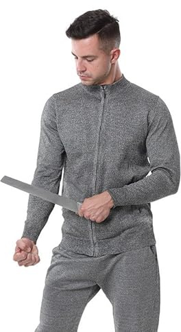 GplHAIN Einseitig Gestrickte Reißverschlussjacke-Verschleißfeste/Schnittfeste, Schnitt- Und Stichfeste Weste, Reißfestes Und Stichfestes T-Shirt Zum Schutz Der Persönlichen Sicherheit,3XL-Grey