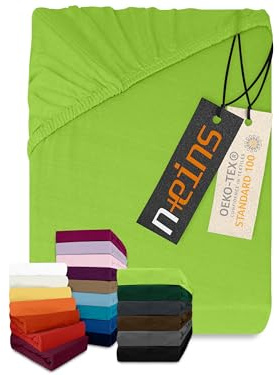 npluseins Lenzuolo con angoli classico in jersey - tanti colori e misure - 100% cotone 159.192, 80-90 x 190 cm, verde mela