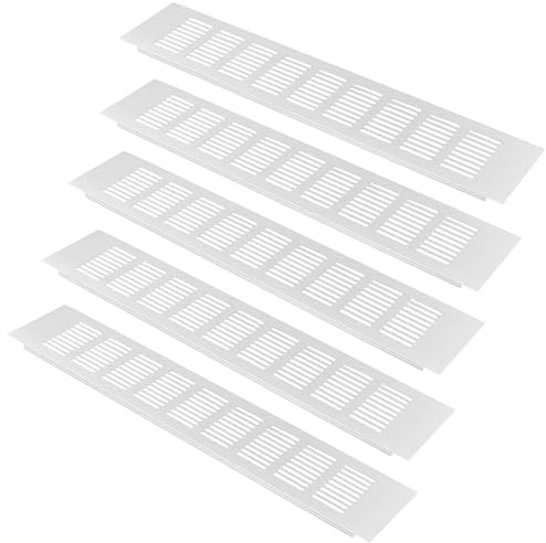 JIEHIN 5 Unidades Rejilla de Ventilación de Aluminio Rectangular 400x80mm para Puerta, Armario, Baño, Cocina, Zapatero, Frigorífico
