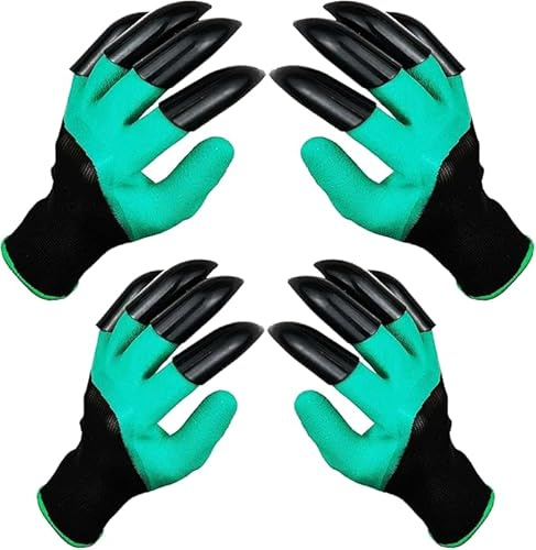 Happy Fox Gardening Gloves, Waterproof with Claws for Garden, Yard. Fine Sharp Digging Claw Gloves (2 Pack)