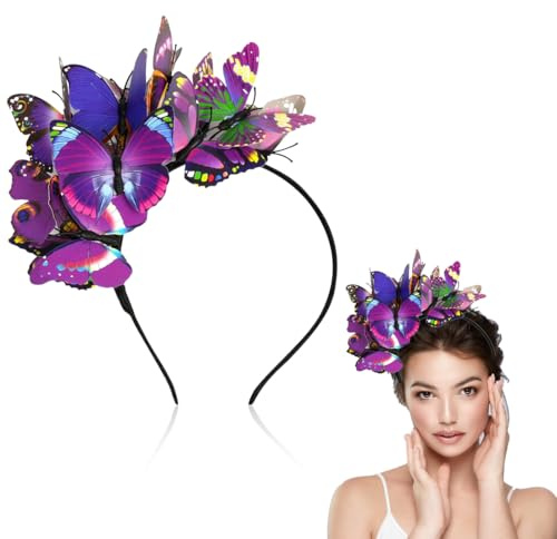 EIROVYA Schmetterling Haarreif, Schmetterling Fascinator Stirnband Haarband Schmetterling Kopfschmuck Damen Mädchen Kinder, Schmetterling Haarreifen Schmetterlinge Haarschmuck, 1 Stück